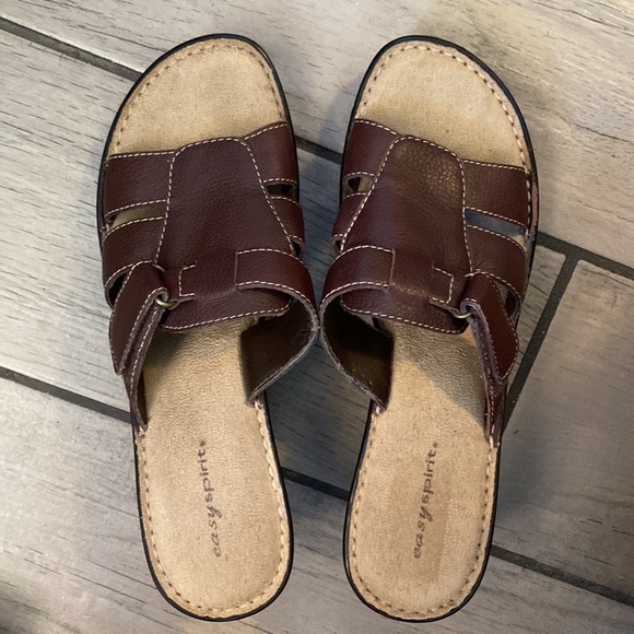 Easy Spirit Casual Slip On Leather Sandals Size 8M Brown Adjustable - Picture 6 of 8